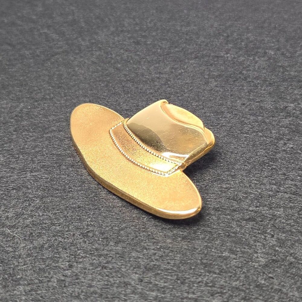 Wide Brim Hate Gold Brooch
